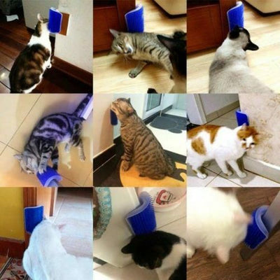 Pet Cat Self Groomer Brush & Catnip Wall Corner Grooming Massage Comb Toys