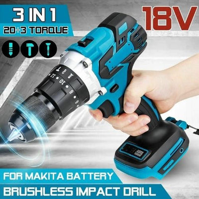 Electric Drill High-power 18V Battery 3 in 1 Brushless Multi-Function Drill Set