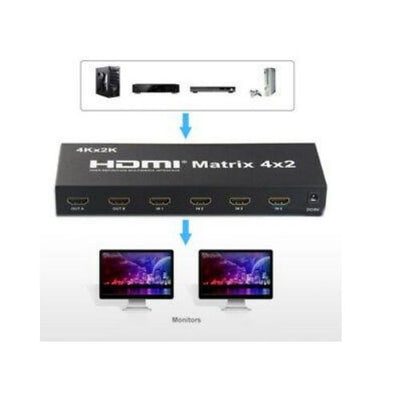 HDMI 4x2 HD 3D True Matrix Switch Splitter 1080p 4 In 2 Out w/IR Remote