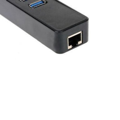 Black 1000M 3 Port Hub USB 3.0 To RJ45 Gigabit Ethernet Lan Network Adapter