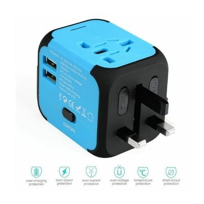 Universal International Travel Adapter 2 USB Power Plug Charger Converter Socket