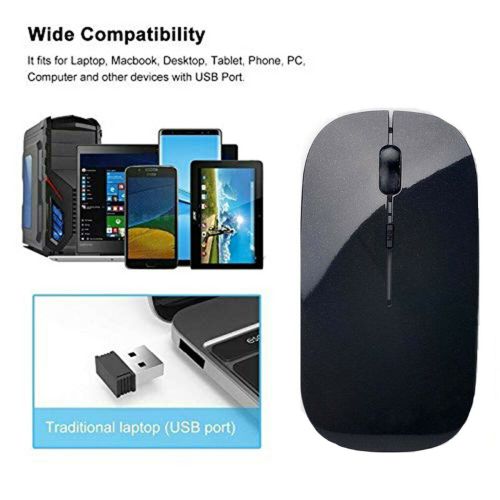 Wireless Mini Optical Sensor Mouse for Laptop PC Black & White
