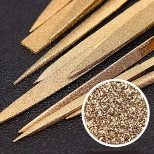 Files Set Gold Plated Metal Needle Carving Diamond Glass Stone Wood 10 PCS Set