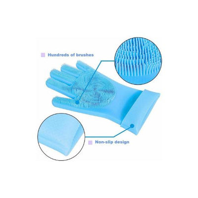 New Silicone Rubber Dish Washing Glove Scrubber Cleaning For Kitchen Bathroom