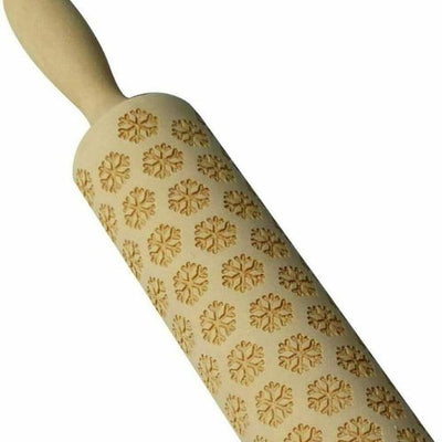 Christmas Elk Print Rolling Pin Engraved Wood Embossing Embossed XMAS Cake Wood