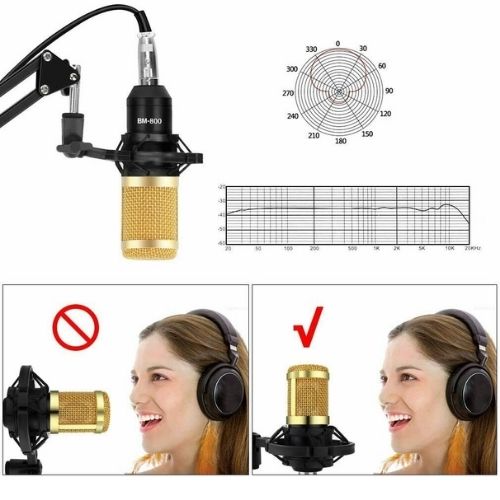 Condenser Microphone Bundle Kit Studio Audio Recording with Adjustable Arm Stand