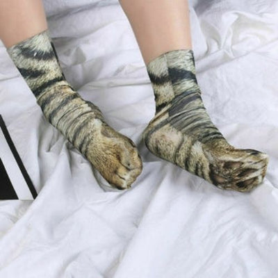 Unisex Animal Cat Paw Socks 3D Printed Crew Hoof Tube Funny For Men Women Kids