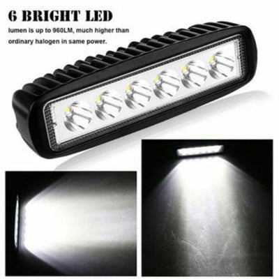 2 pcs 18W 6000K LED Work Light Bar Driving Lamp for Off Road SUV Car Boat Truck