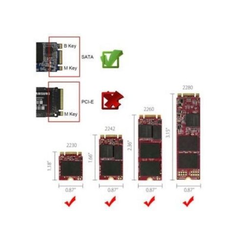 2.5 Inch SATA to M2 NGFF SSD Enclosure Converter Internal / External Adapter