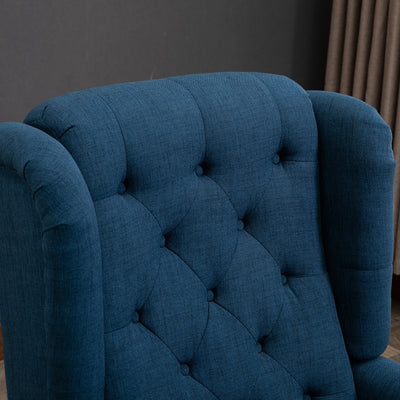 Fabric Tufted Club Accent Chair with Wooden Legs