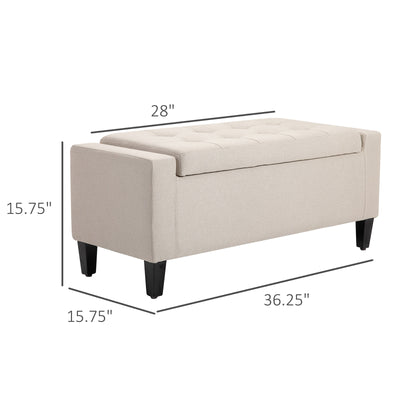 Deluxe Linen Storage Ottoman Bench Footrest Stool Large Storage Space