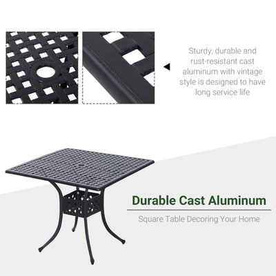 Square/Round Cast Aluminum Outdoor Dining Table Garden Patio Furniture Black