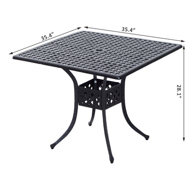 Square/Round Cast Aluminum Outdoor Dining Table Garden Patio Furniture Black