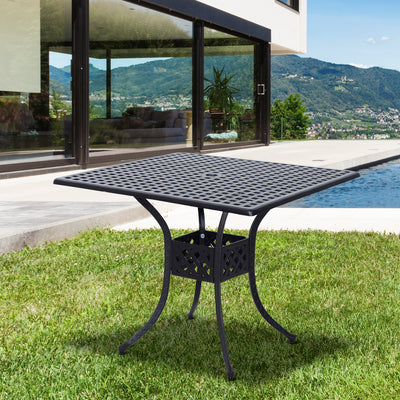 Square/Round Cast Aluminum Outdoor Dining Table Garden Patio Furniture Black