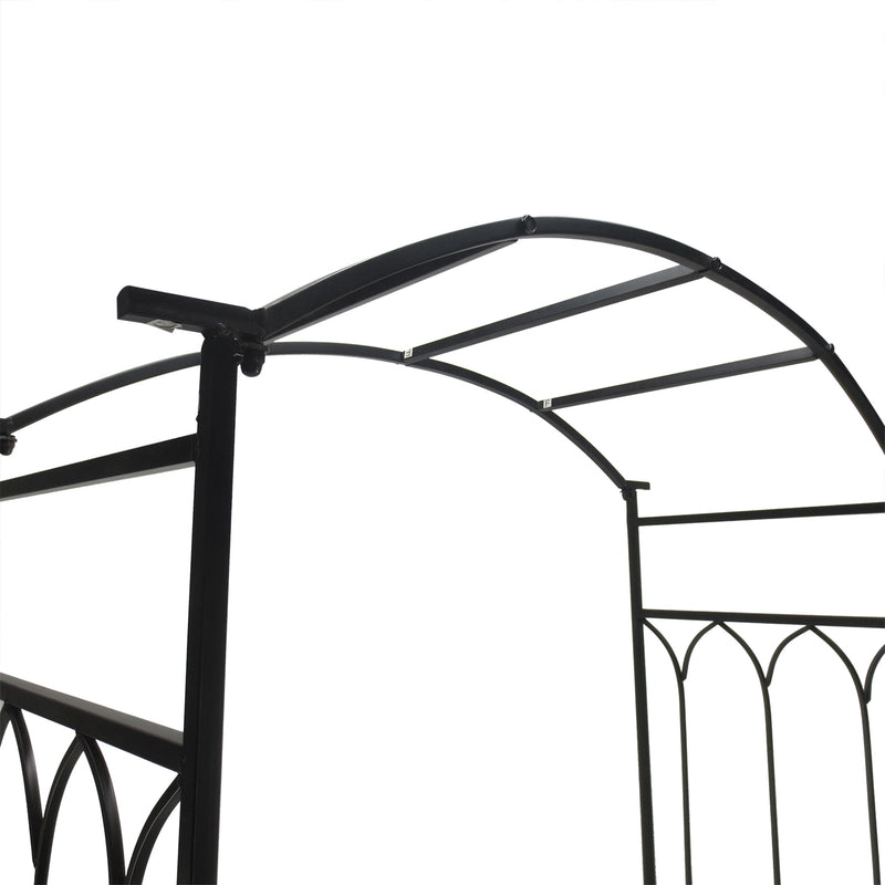 43"/45” Steel Metal Outdoor Garden Arbor Archway with Bench Seating Black