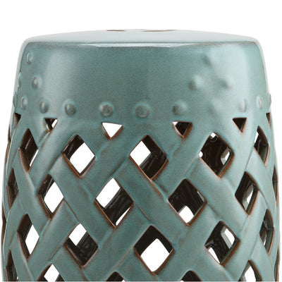 13" Ceramic Indoor Outdoor Patio Lattice Garden Stool End Table Garden Decor