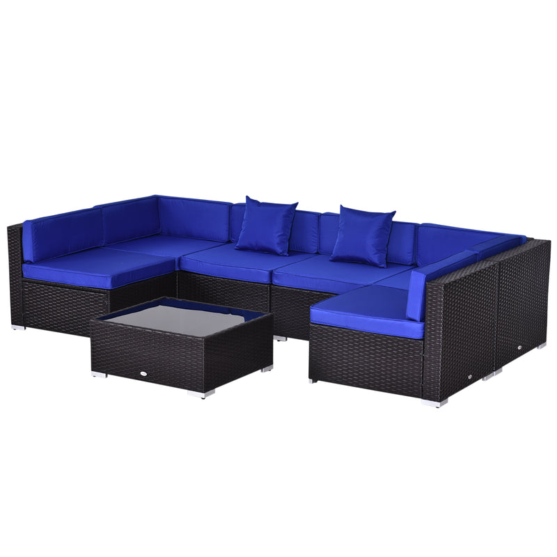 7pc Garden Wicker Sectional Set Outdoor Rattan Lounge Sofa with Cushion