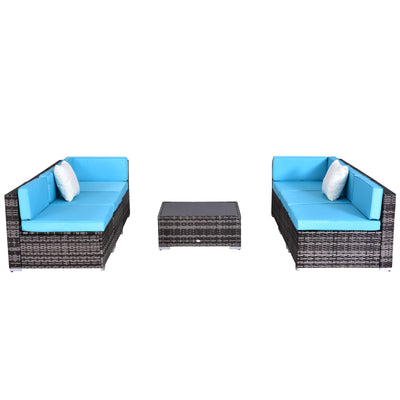 7pc Garden Wicker Sectional Set Outdoor Rattan Lounge Sofa with Cushion