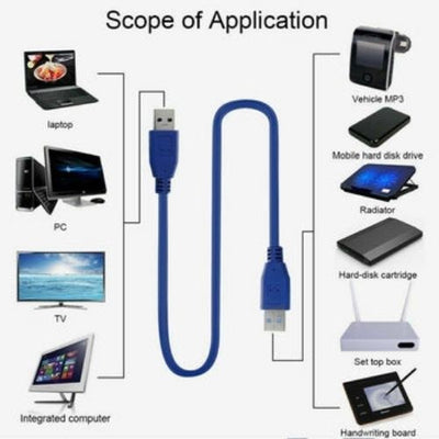 USB Cable A Male To A Male Plug Shielded 5Gbps High Speed 2.0 Lead Black 28 AWG