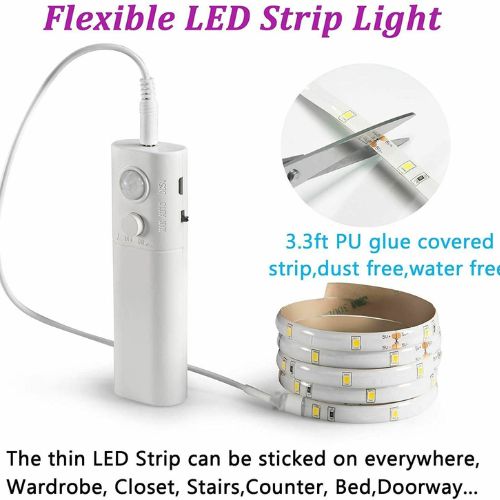 LED Motion Sensor Strip Closet Light USB Rechargeable Dual Mode For decoration