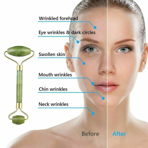 Natural Quartz Stone Facial Jade Roller Gua Sha Scrapping Tool Face Massager CA