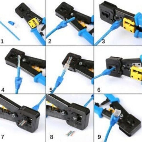 RJ45 Crimp Tool Pass Through Cat5 Cat5e Cat6 Crimping Tool for RJ45/RJ12 Regular