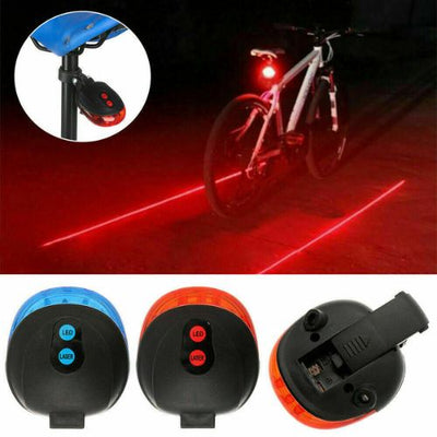 Bicycle Tail Light Rear 2 Laser + 5 LED Night Flashing Bike Safety Warning Lamps