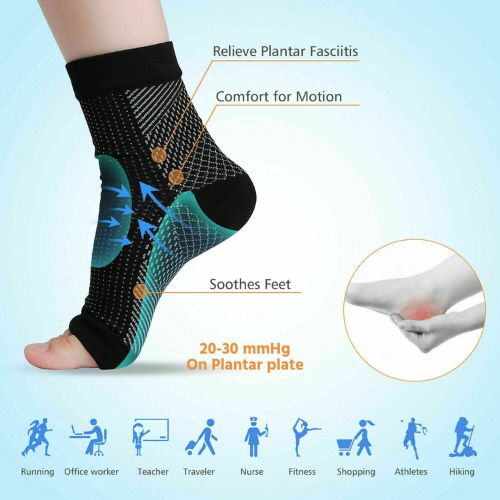 Copper Infused Compression Socks Planter Fasciitis Ankle Support Pain Relief  ca