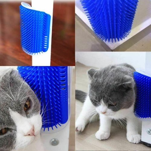 Pet Cat Self Groomer Brush & Catnip Wall Corner Grooming Massage Comb Toys