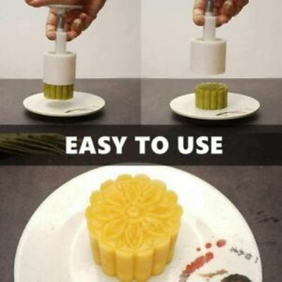 Mooncake Mould Moon Cake Decoration Mold with 10ps Flower Stamps Baking DIY Tool