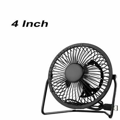 6"/4'' Mini USB Desk Fan Small Personal Cooler USB Powered Portable Fan(Metal)