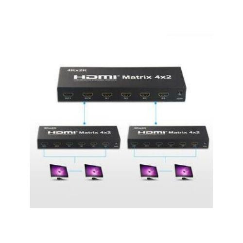 HDMI 4x2 HD 3D True Matrix Switch Splitter 1080p 4 In 2 Out w/IR Remote