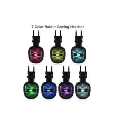 Gaming Headset 7 Color LED Backlight 3.5mm Stereo Over-Ear Headphones with Mic