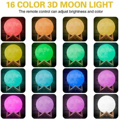 Rechargeable Moon Lamp Night Light Kids Dimmable LED Color Change 3D Dimmable CA