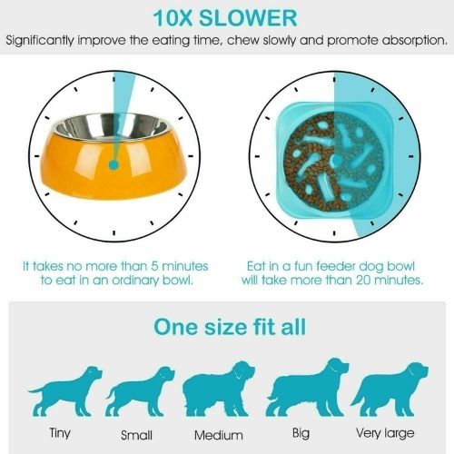 Pet Dog Cat Slow Food Healthy Anti Slip Gulp Feed Interactive Travel Dish Bowl