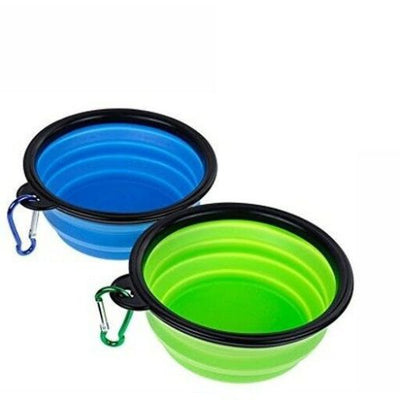 Portable Foldable Silicone Travel Collapsible Pet Dog Water Bowls with hook Clip