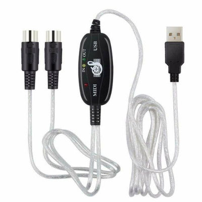 USB IN-OUT MIDI Interface Cable Converter PC to Music Keyboard Adapter Cord CA