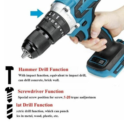 Electric Drill High-power 18V Battery 3 in 1 Brushless Multi-Function Drill Set