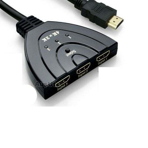 Gold-Plated HDMI Switch swicher Splitter 3 Port, Supports 4K, Full HD1080p, 3D