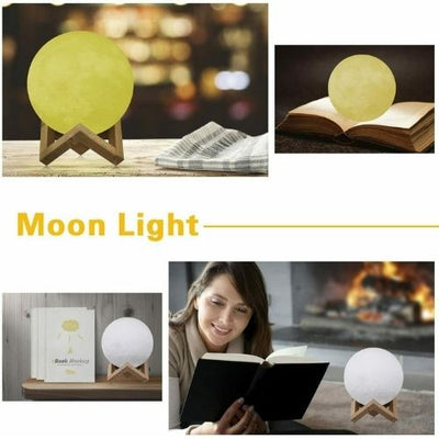 Rechargeable Moon Lamp Night Light Kids Dimmable LED Color Change 3D Dimmable CA