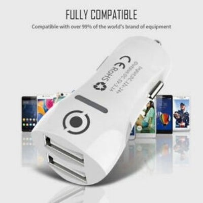 USB Car Charger Dual Port Adapter 5V 3.1A 2 Port 12-24V Cigarette Lighter Socket