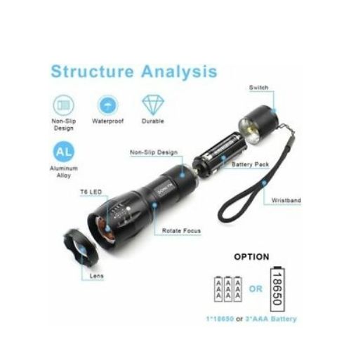 NEW 20000LM Tactical LED 5 Modes Flashlight Zoomable Lamp Light Military Torch