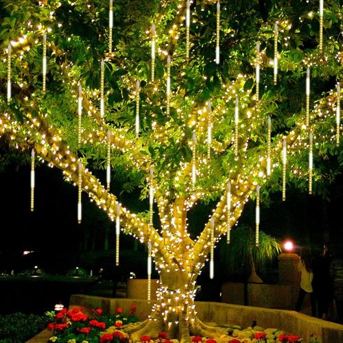 LED Meteor Shower Rain Lights Drop Icicle Snow Falling Raindrop Wedding Xmas Tre