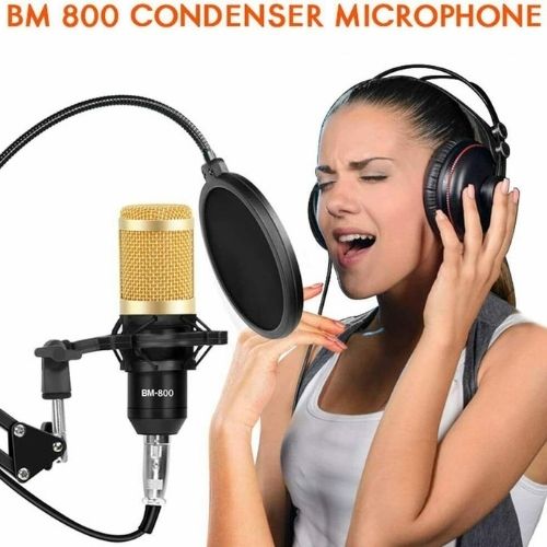 Condenser Microphone Bundle Kit Studio Audio Recording with Adjustable Arm Stand