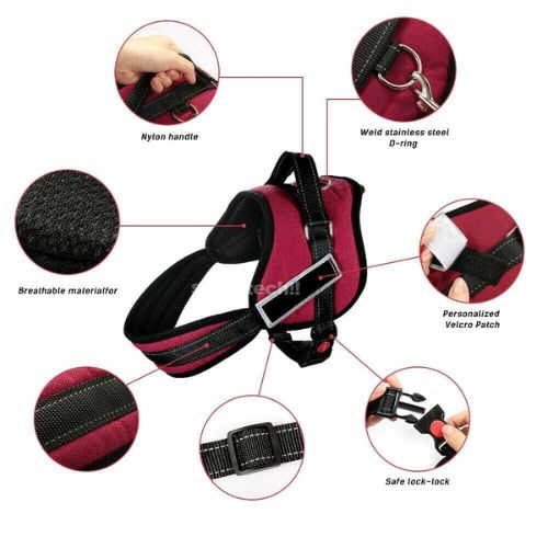 Dog Harness No-Pull Reflective Breathable Adjustable Pet Vest w/ Handle Walkin