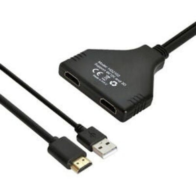 4K HDMI Splitter 1 in 2 Out with Power USB Cable for Monitor Support 3D Full HD