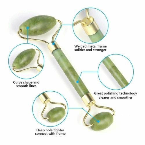Natural Quartz Stone Facial Jade Roller Gua Sha Scrapping Tool Face Massager CA