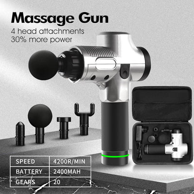 Massage Gun Electric Massager Vibration Muscle Therapy 4 Heads Percussion Tissue