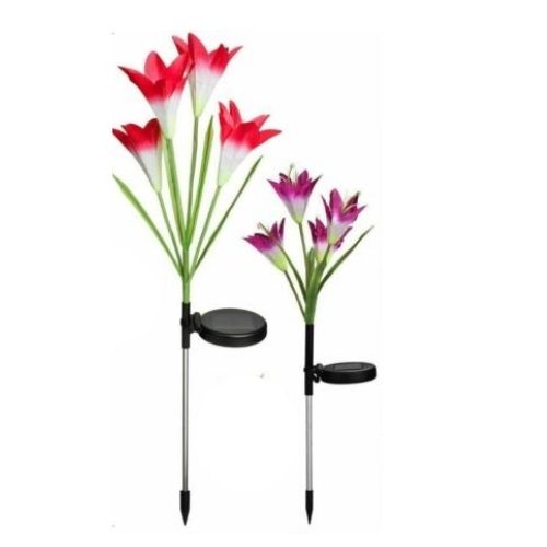 Outdoor Solar Garden Lights, 2 Pack Solar Powered Lights with Lily Flower Lights