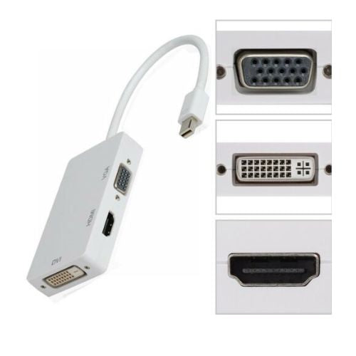 3 in 1 Mini Display Port to HDMI VGA DVI Adapter for MacBook Laptop Computer